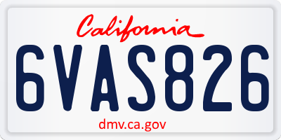 CA license plate 6VAS826