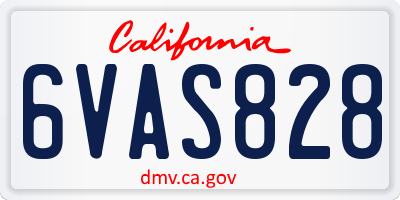 CA license plate 6VAS828