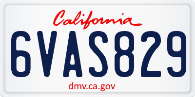 CA license plate 6VAS829