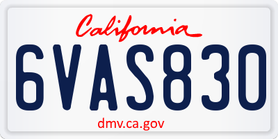 CA license plate 6VAS830