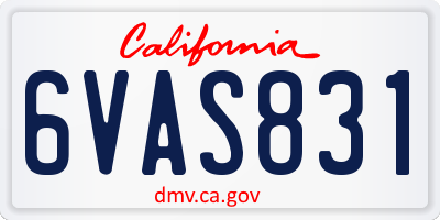 CA license plate 6VAS831