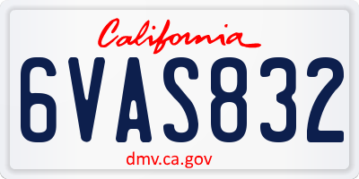 CA license plate 6VAS832