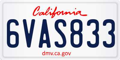 CA license plate 6VAS833