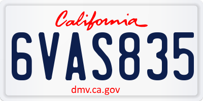 CA license plate 6VAS835