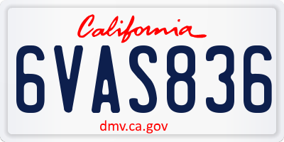 CA license plate 6VAS836