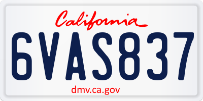 CA license plate 6VAS837