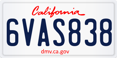 CA license plate 6VAS838