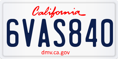 CA license plate 6VAS840
