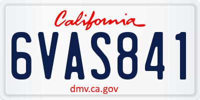 CA license plate 6VAS841