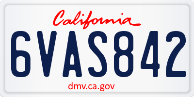 CA license plate 6VAS842