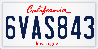 CA license plate 6VAS843