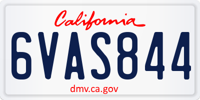 CA license plate 6VAS844