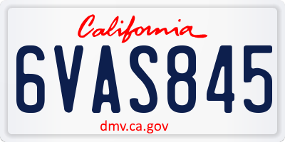 CA license plate 6VAS845