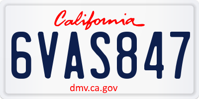 CA license plate 6VAS847