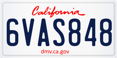 CA license plate 6VAS848