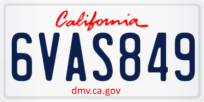 CA license plate 6VAS849