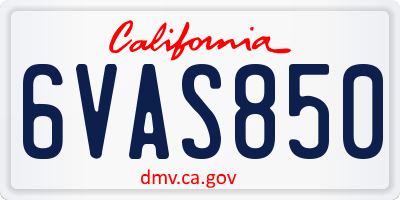 CA license plate 6VAS850