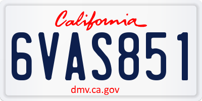 CA license plate 6VAS851