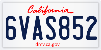 CA license plate 6VAS852