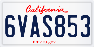 CA license plate 6VAS853