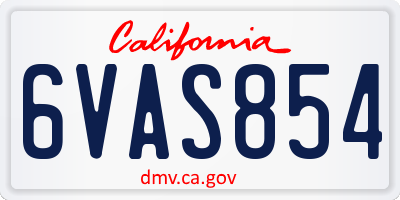 CA license plate 6VAS854