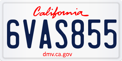 CA license plate 6VAS855