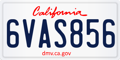 CA license plate 6VAS856