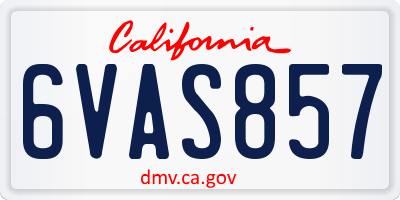 CA license plate 6VAS857