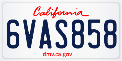 CA license plate 6VAS858