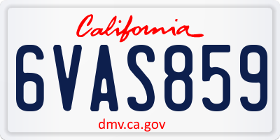 CA license plate 6VAS859