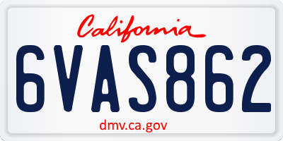 CA license plate 6VAS862