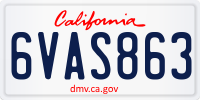 CA license plate 6VAS863