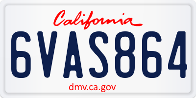 CA license plate 6VAS864