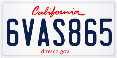 CA license plate 6VAS865