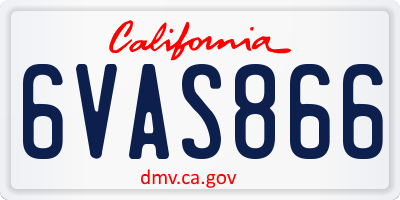 CA license plate 6VAS866