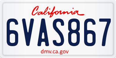 CA license plate 6VAS867