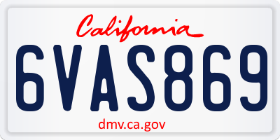 CA license plate 6VAS869