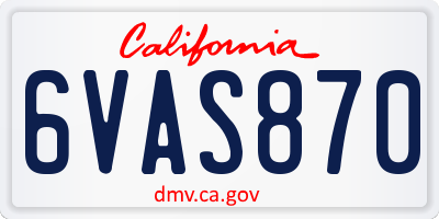 CA license plate 6VAS870