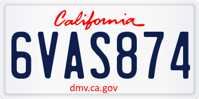 CA license plate 6VAS874