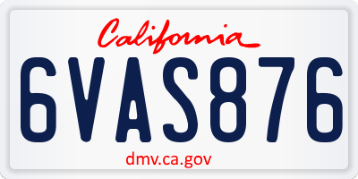 CA license plate 6VAS876
