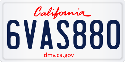 CA license plate 6VAS880