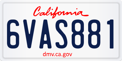 CA license plate 6VAS881