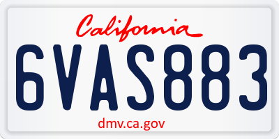 CA license plate 6VAS883