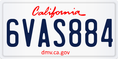 CA license plate 6VAS884