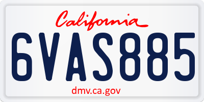 CA license plate 6VAS885