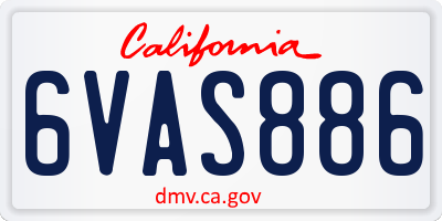 CA license plate 6VAS886