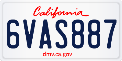 CA license plate 6VAS887