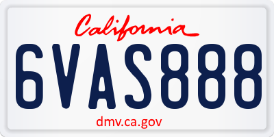 CA license plate 6VAS888
