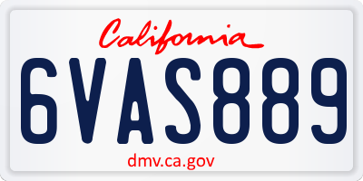 CA license plate 6VAS889