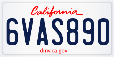 CA license plate 6VAS890